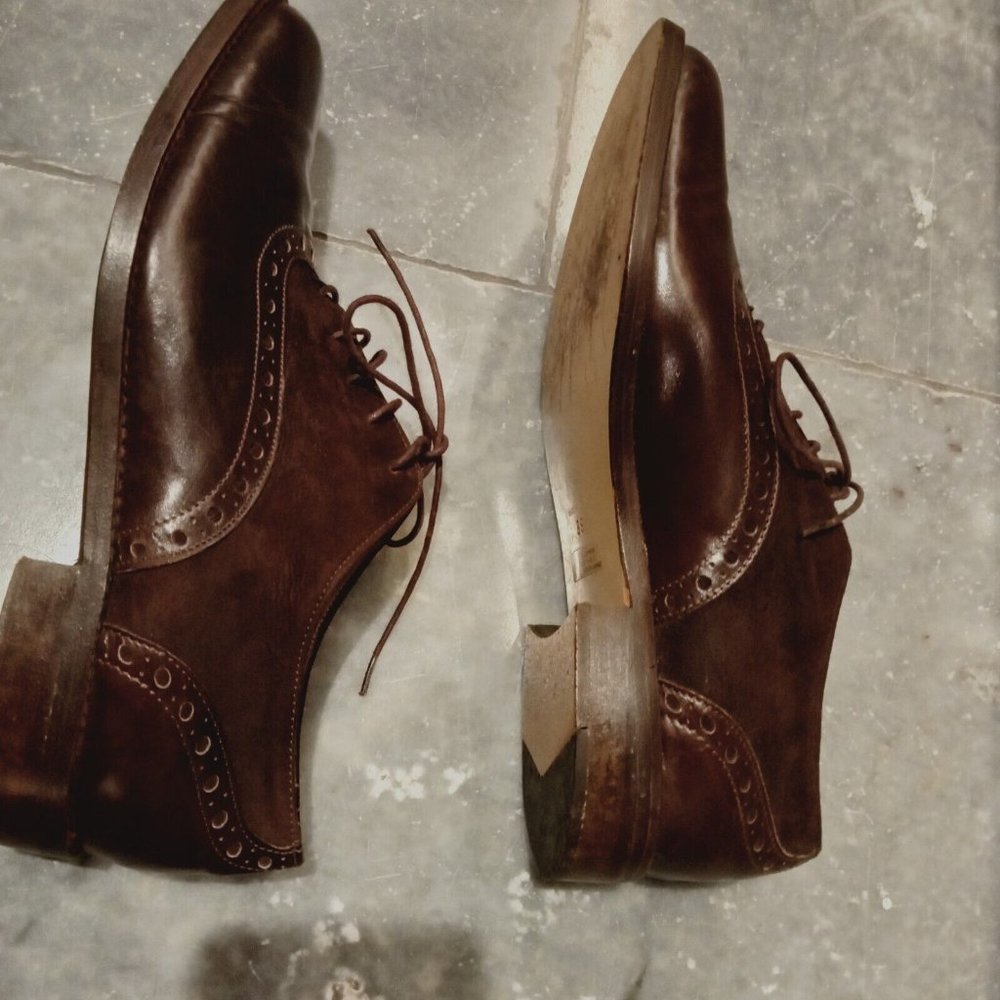 Made In Italy Brown Leather Laceup Brogue Shoes Size 38 or 7 Innovare - Picture 5 of 9
